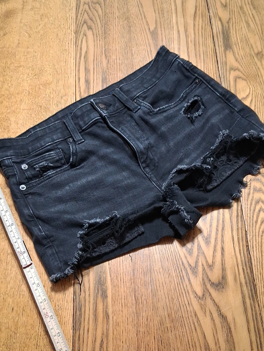 AMERICAN EAGLE JEAN SHORTS WOMENS 6 BLACK SUPER STRETCH HIGH RISE SHORTIE Denim